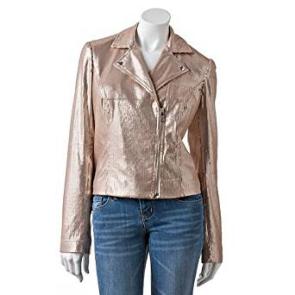 Candies Gold Sequined Motorcycle Jacket